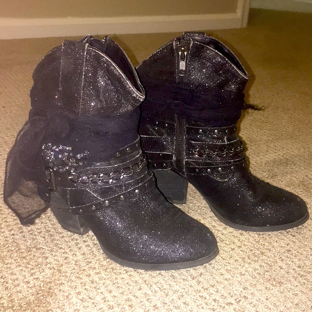 Black Glitter booties - cowboy boots